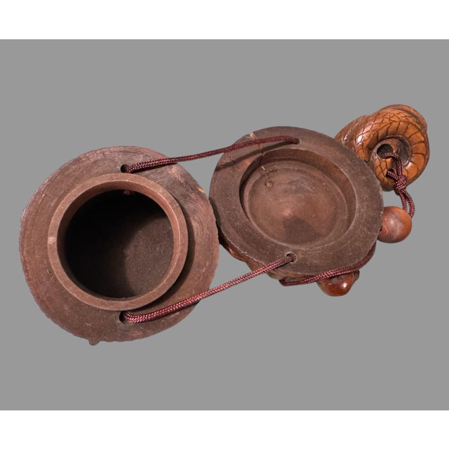 Wood Antique Japanese Carved Boxwood Inro & Netsuke With Mice & Snakes in a Basket For Sale - Image 7 of 12
