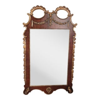 1900 French Gilded Carved Wood Wall Mirror Neoclassical Decorative For Sale
