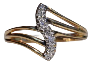 The Haldeman: Ladies 14K Gold Fanned Bypass Ring set with Diamonds