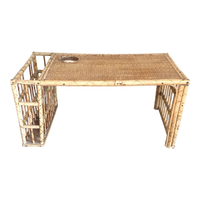 Vintage Burnt Bamboo Breakfast Tray For Sale