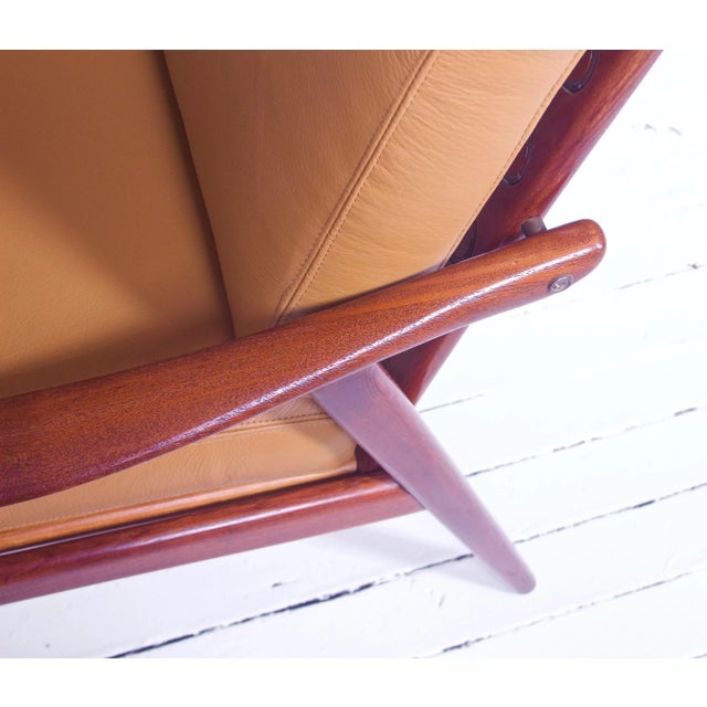 Brown Vintage Fredrik A. Kayser Teak, Leather & Brass Easy Chair #563, Norway, 1950s For Sale - Image 8 of 12