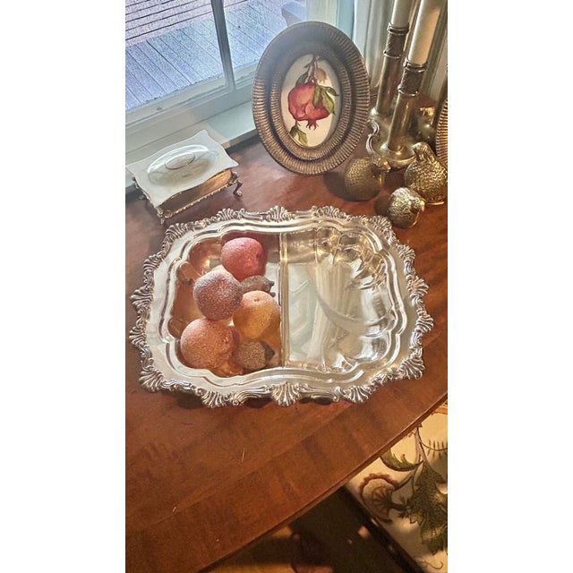 Sheffield Vintage Sheffield Rococo Silver Plate Over Copper Divided Serving Dish For Sale - Image 4 of 9