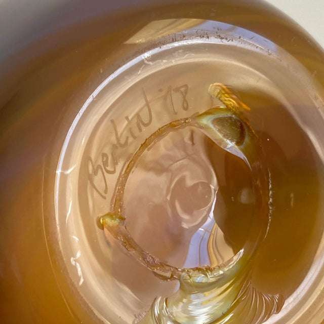 Brown Vintage Eric Berlin Art Glass Swirl Vase Hand Blown Alder House Oregon Signed Berlin 78 For Sale - Image 8 of 8