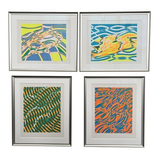 1970 Stanley William Hayter Aquarius Suite Set of 4 Framed Screenprints For Sale