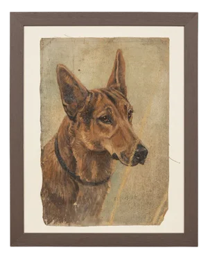 Frederick Thomas Daws, Antique German Shepherd, Oil on Canvas, 1926, Framed
