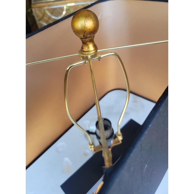 Contemporary Gold Turtle Modern Style Black Rectangular Lamp Shade Table Lamp For Sale - Image 9 of 15