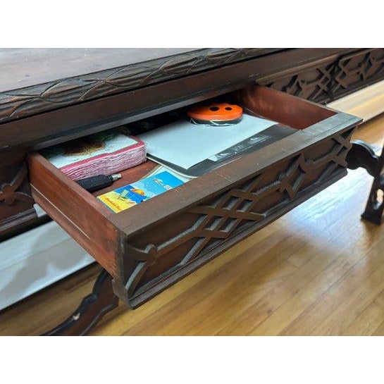 Vintage Chinese Chippendale Style Flip-Top Console Dining Table For Sale - Image 4 of 5
