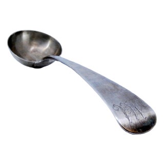 Silver Soup Ladle with Engravings For Sale