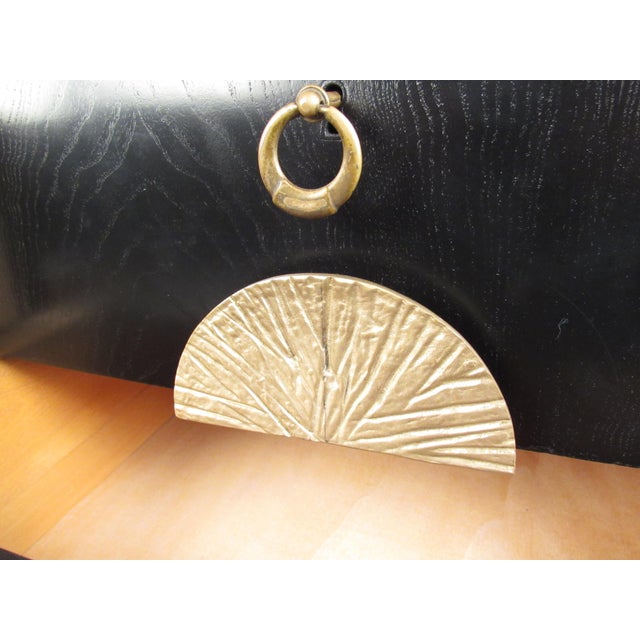 Wood Italian Modern Glass Top Sideboard For Sale - Image 7 of 10