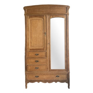 Large Art Nouveau Wardrobe in Oak and Speckled Maple, 1890s For Sale