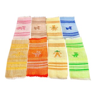 Vintage Set of 8 Multicolor Cocktail Napkins For Sale
