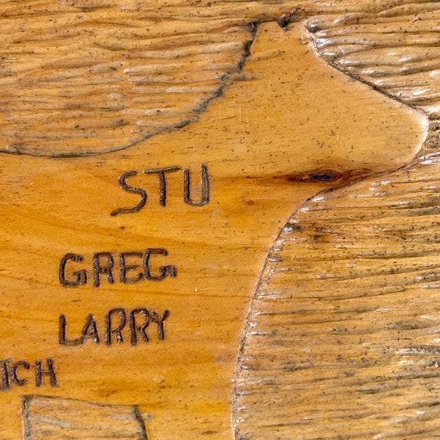 Wood Vintage Wall Folk Art Carving of Bear on Wood Board, Signed For Sale - Image 7 of 7