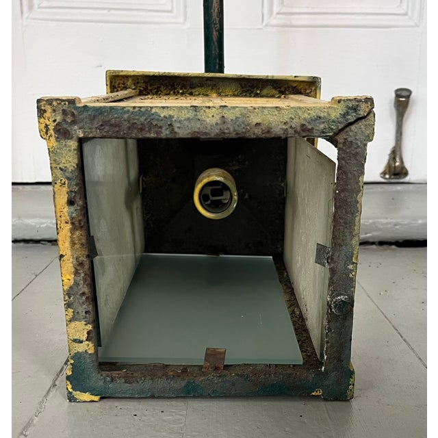 Antique Early 20th C. Aesthetic Movement Mission or Mackintosh Style Outside Iron Wall Lantern For Sale - Image 17 of 17