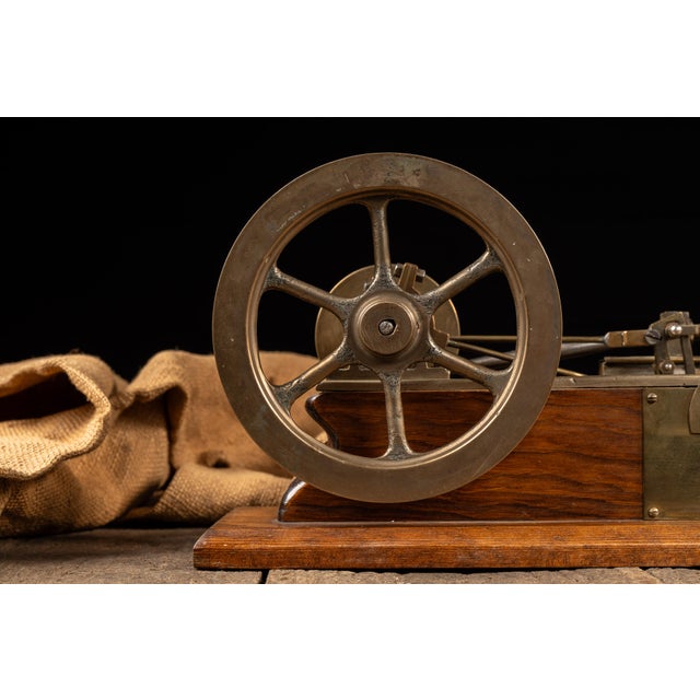 Wood Vintage Brass Steam Engine Valve Gear Demonstration Model For Sale - Image 7 of 8