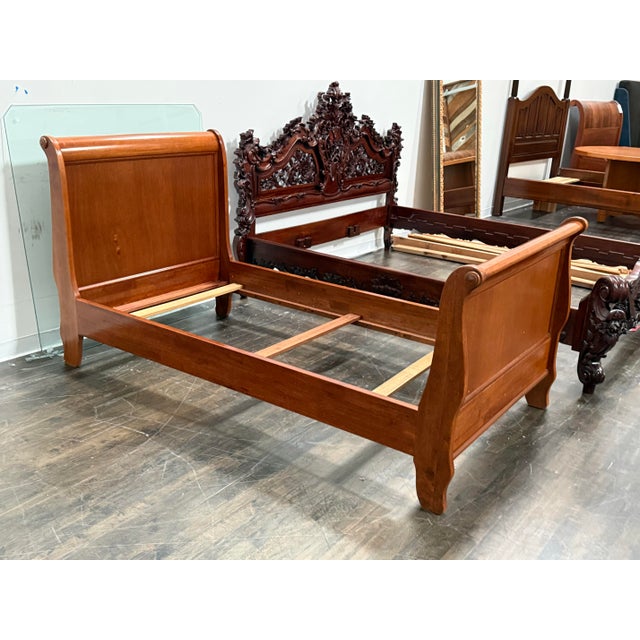 Wood Twin Size Circa 1997 Bombay Co. Sleigh Bed Frame For Sale - Image 7 of 12