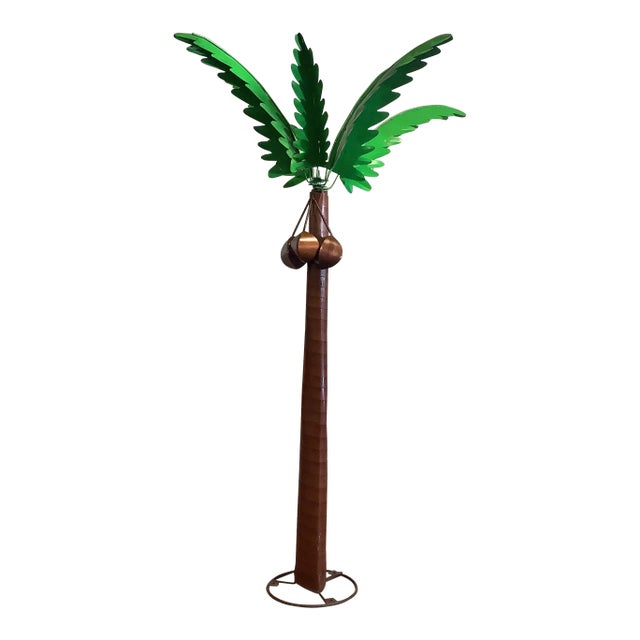 Hollywood Regency Coastal Boho Chic Outdoor Garden Sculptural 14’ Life Size Palm Tree. For Sale