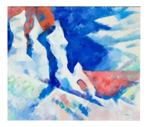 Erle Loran "White and Blue Bay" Abstract 1985