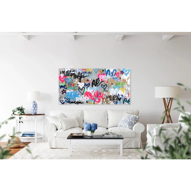 Blue Urban Street Art Playful Graffiti Painting "Love Seeker" Original Artwork by Amber Goldhammer For Sale - Image 8 of 11