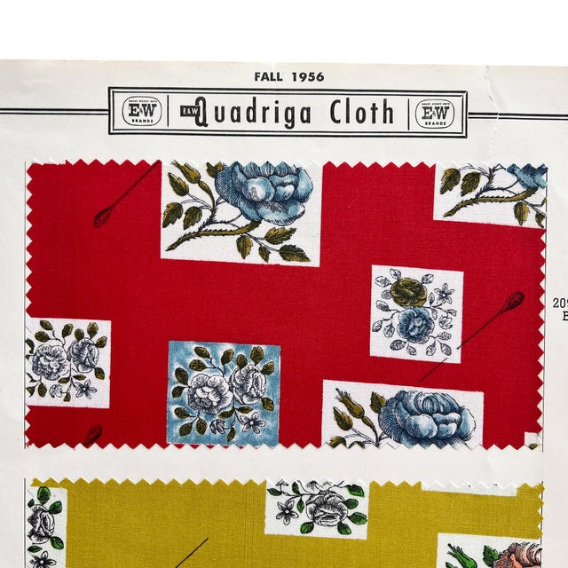 1956 E&w Quadriga Cloth Fabric Sample Board, Mid-Century Textile Display For Sale In Oklahoma City - Image 6 of 9
