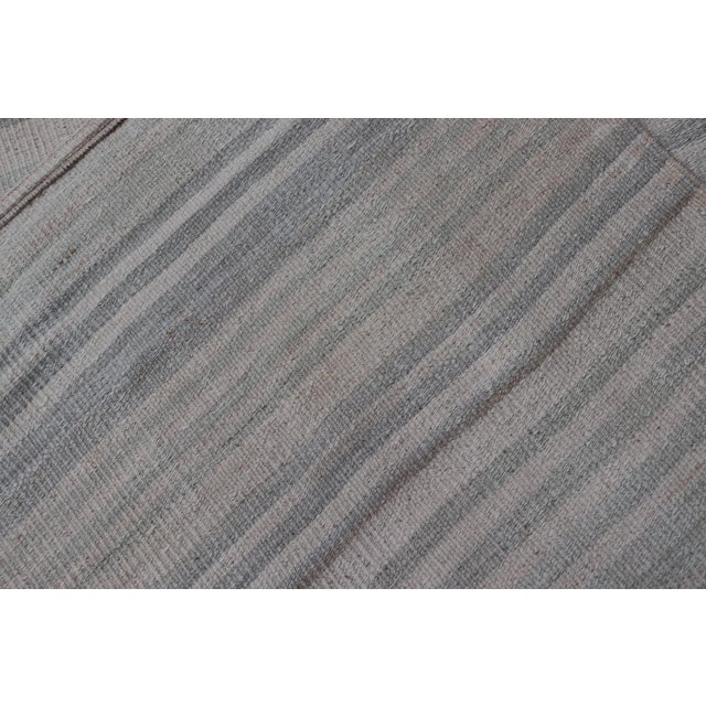 Minimalist Striped Design Turkish Vintage Kilim Rug in Soft Neutral Tones For Sale - Image 12 of 12