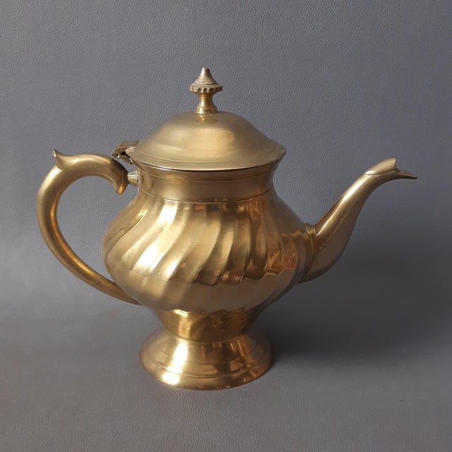 Metal Striped Brass Tea Service, 1960s For Sale - Image 7 of 18