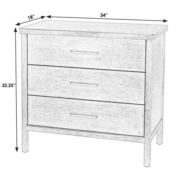 Mid-Century Modern Lennon 34 in. W Rectangular Wood 3 Drawer Rounded Leg Dresser, Soft Brown For Sale - Image 3 of 8