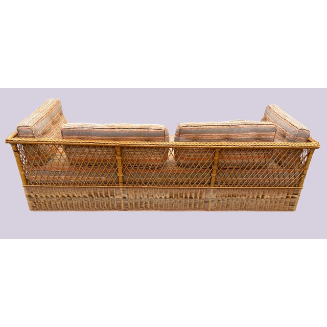 Wood 1970's McGuire Furniture Rattan "Willow" Collection 4 Piece Lounge Set by Davis Allen for McGuire For Sale - Image 7 of 18