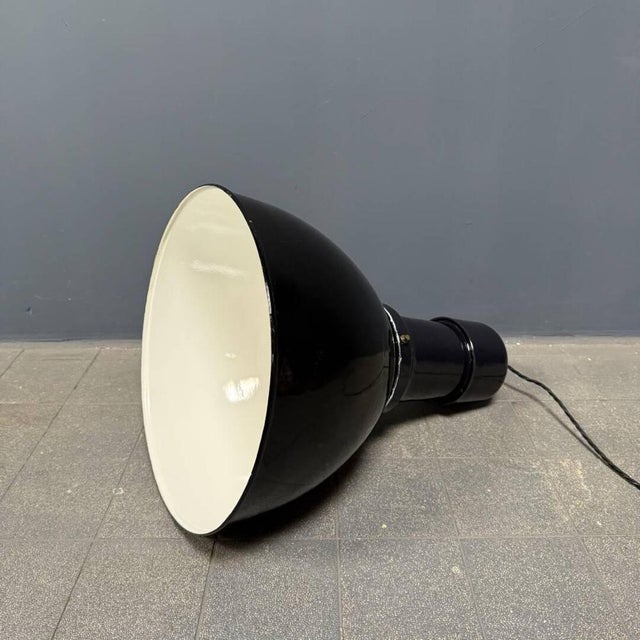 Large Bauhaus Black Enamel Factory Lamp For Sale - Image 16 of 17