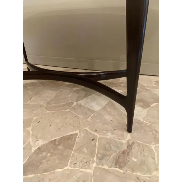 Beige Oval Table with Wooden Base and Marble Shelf attributed to Guglielmo Ulrich, Italy, 1950s For Sale - Image 8 of 9