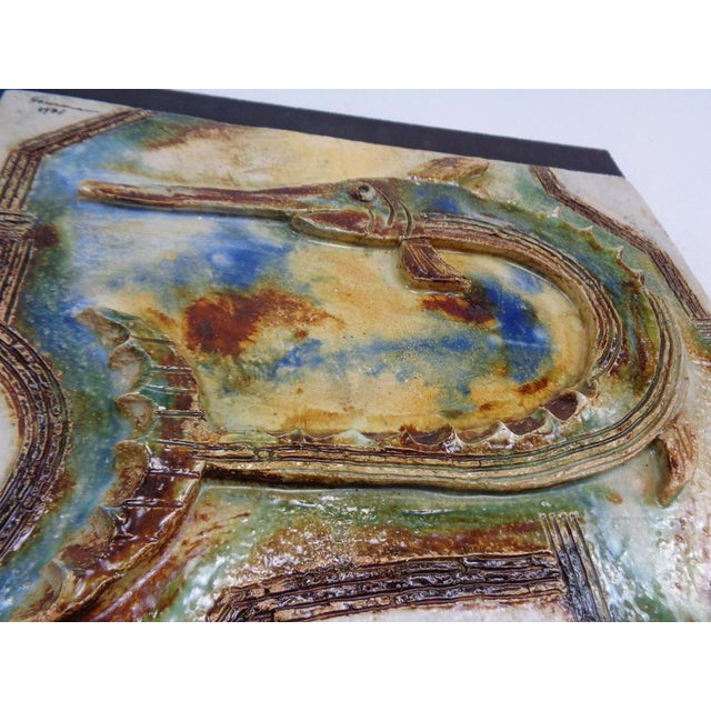 Large German Studio Ceramic Garfish Wall Plaque by Hausmann, 1978 For Sale - Image 13 of 18