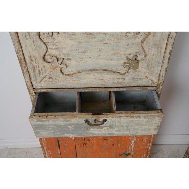 Swedish Narrow Longcase Clock Cabinet with Bureau and Drawers For Sale - Image 12 of 14