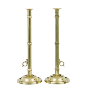 19th Century Arts & Crafts Brass Candlesticks, Set of 2