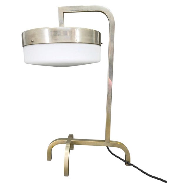 Bauhaus Nickel Table Lamp with Glass Diffuser, 1930s For Sale - Image 12 of 12