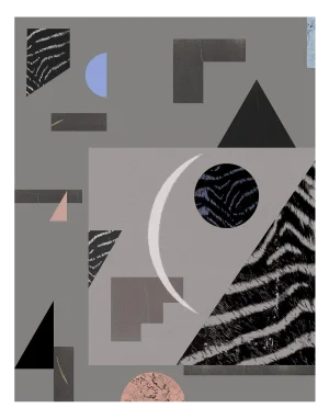 Modern Abstract Geometric Art Deco Limited Edition Print With Grey, Pink, and Blue by Molly Frances