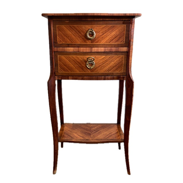 Magnificent 19th century Louis XV style French nightstand or side table with inlaid marquetry veneers of walnut and...