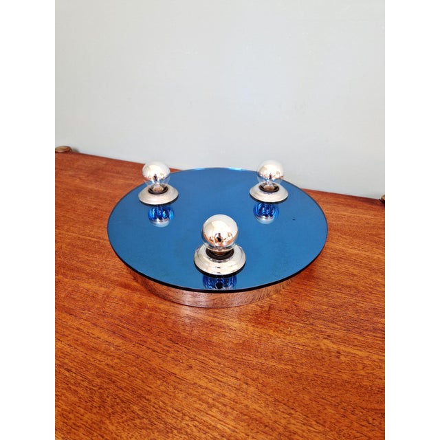 Space Age Wall or Ceiling Light in Blue Mirrored Glass, 1970s For Sale - Image 10 of 14