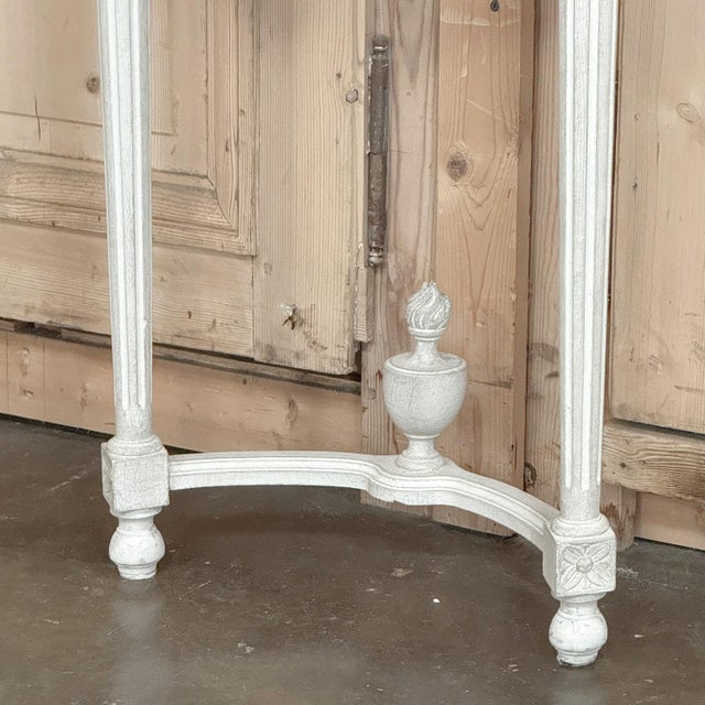 Antique Italian Louis XVI Painted Marble Top Demilune Console With Trumeau Mirror For Sale - Image 15 of 18