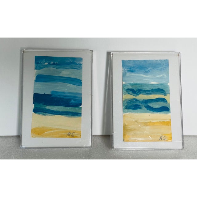 Lovely abstract contemporary Dyptich of seascapes- sunny Idles Beach.