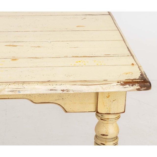 Provincial Distressed White Painted Pine Dining Table For Sale - Image 9 of 13