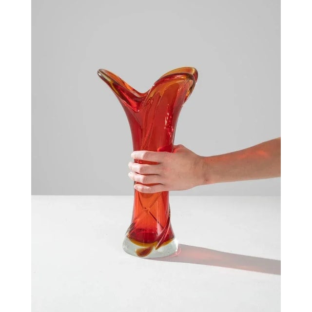 Mid Century Belgian Glass Vase For Sale - Image 9 of 10