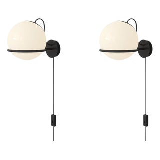 Model 238/1 Lamps with Switch Black Mount by Gino Sarfatti, Set of 2 For Sale