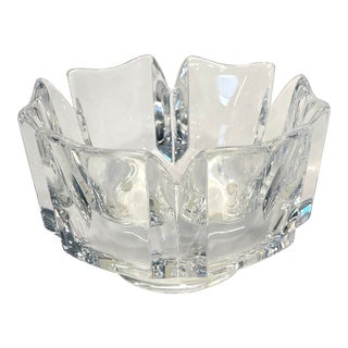 Vintage Orrefors Crystal Corona Round Bowl Lars Hellsten For Sale