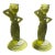 Rebecca at the Well Candlestick Holders in Olive Green Glass by Fostoria- A Pair For Sale