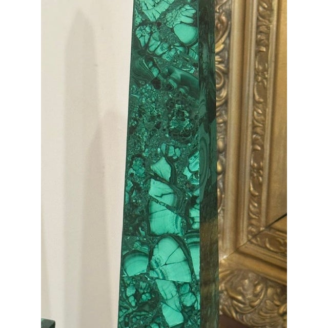 Pair of French Malachite Obelisks For Sale - Image 4 of 6