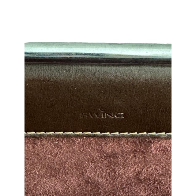 1990s Swing Leather and Chrome Magazine Rack For Sale - Image 4 of 9