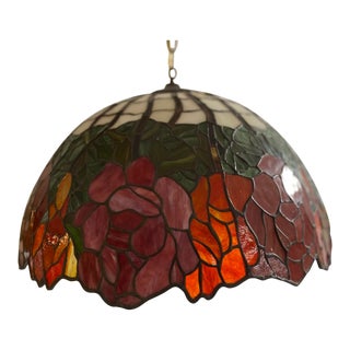 1920s Tiffany Style Art Glass Chandelier For Sale