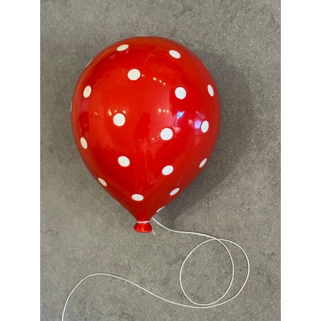 Ceramic Wall Balloon Sculpture - Red Polka Dot For Sale - Image 4 of 10