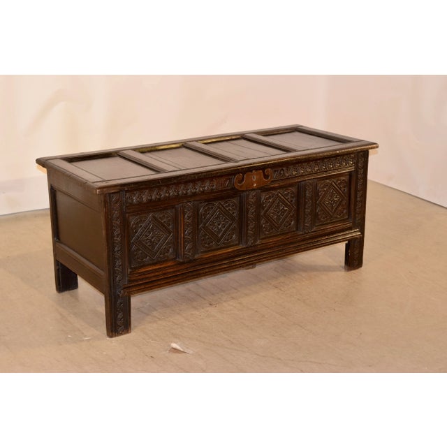 English Late 18th C. English Oak Blanket Chest For Sale - Image 3 of 13