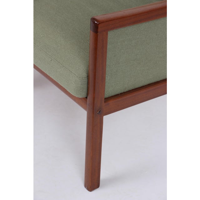 1980s Danish Three-Seater Sofa in Mahogany and Wool Fabric by Ole Wanscher for Poul Jeppesens Møbelfabrik, 1960s For Sale - Image 5 of 13