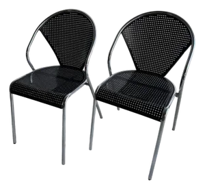 Set of Metal Office Chairs with Peforated Design